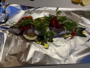 Loup de mer cuit en papillote